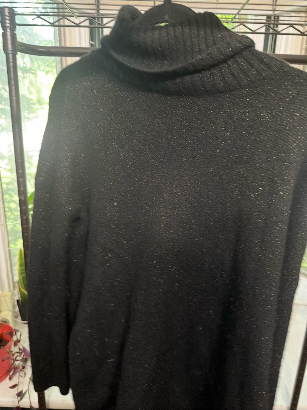 All Saints Black Sparkle Cowl Neck Sweater